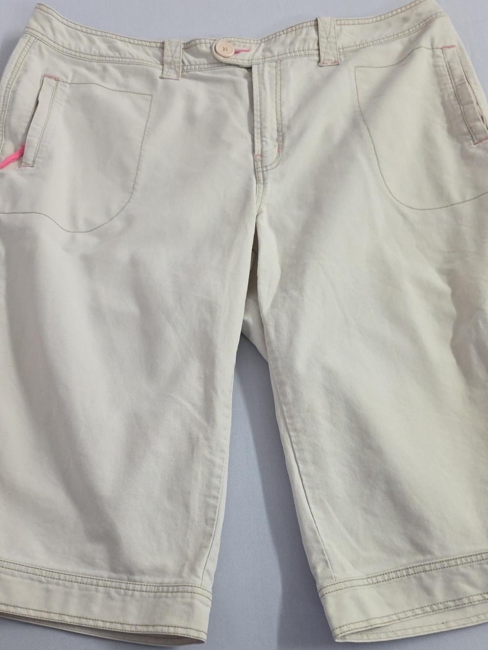 Avenue Light Khaki Pink Trim Cargo Cotton Capris  Pedal Pushers  Size 22